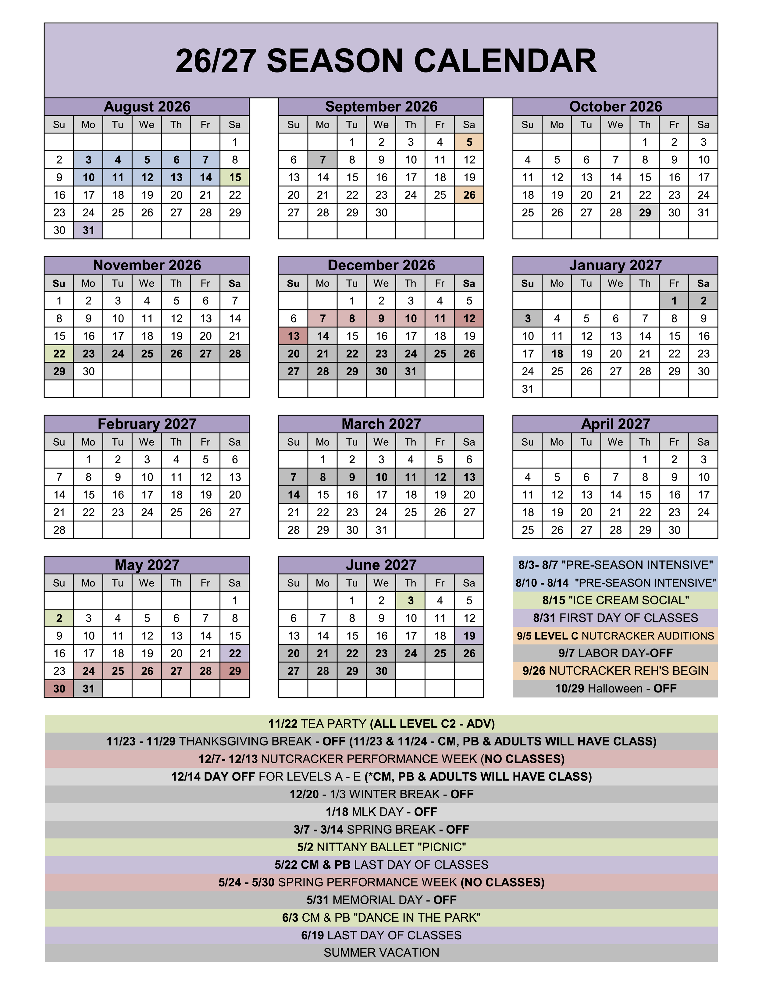 カレンダー・スケジュール The Empathist Hole Calendar PASCP-Nittany Ballet and Central PA Youth Orchestra